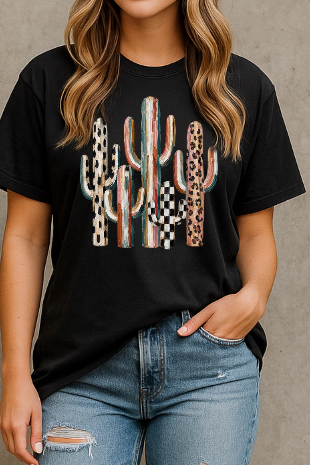 Boho Patterned Cactus Graphic Tee